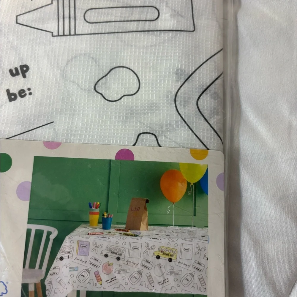 Spritz Color-Your-Own Table Cover with Back to School Design 54X84” 1 count